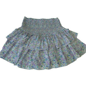 Anthropologie Entro Skort Mini MEDIUM Floral Tiered Ruffles Cottage Feminine